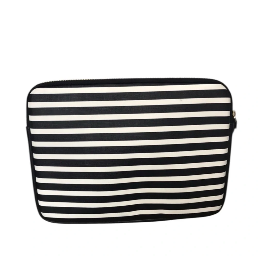 KATE SPADE NEW YORK Nautical Black/White Striped Laptop / Tablet Sleeve --Raina